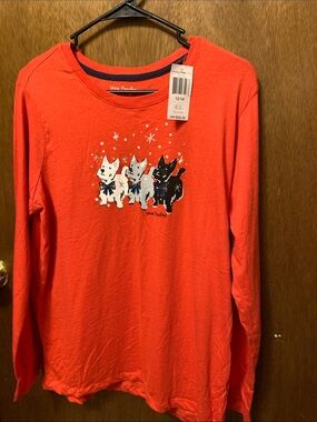 Vera Bradley Red Long Sleeve Tee with Holiday Dog Trio